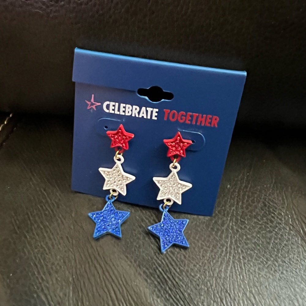 Celebrate Together™ Red, White, & Blue Linear Stars Drop Earrings